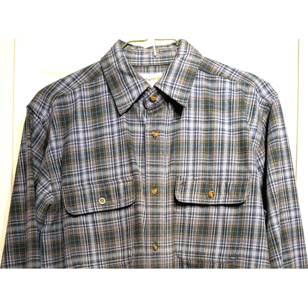 Carhartt Shirt Mens M Plaid Flannel Heavyweight Long Sleeve Button Workwear '12